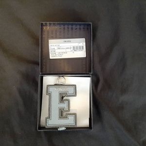 Prada leather letter keychain